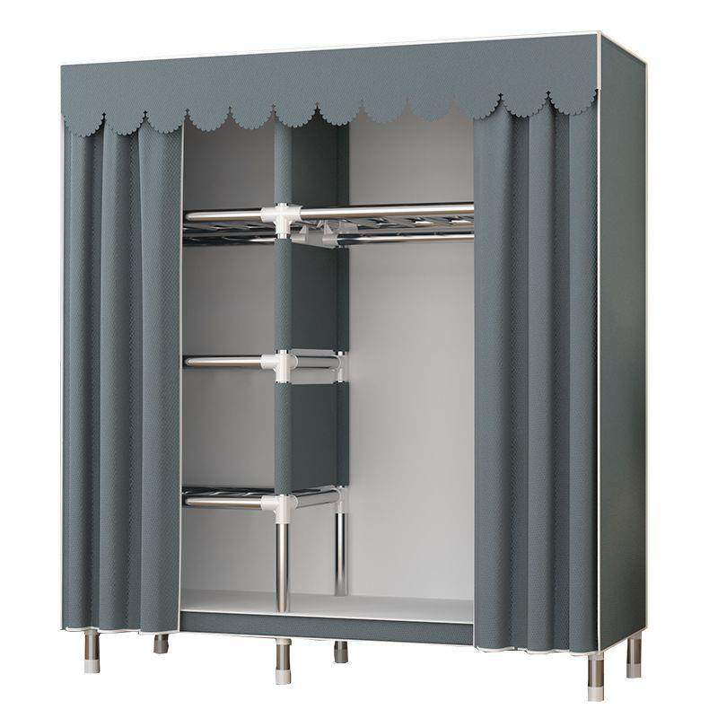 简易衣柜出租房用布衣柜家用卧室组装柜子钢管加粗加固收纳架衣橱