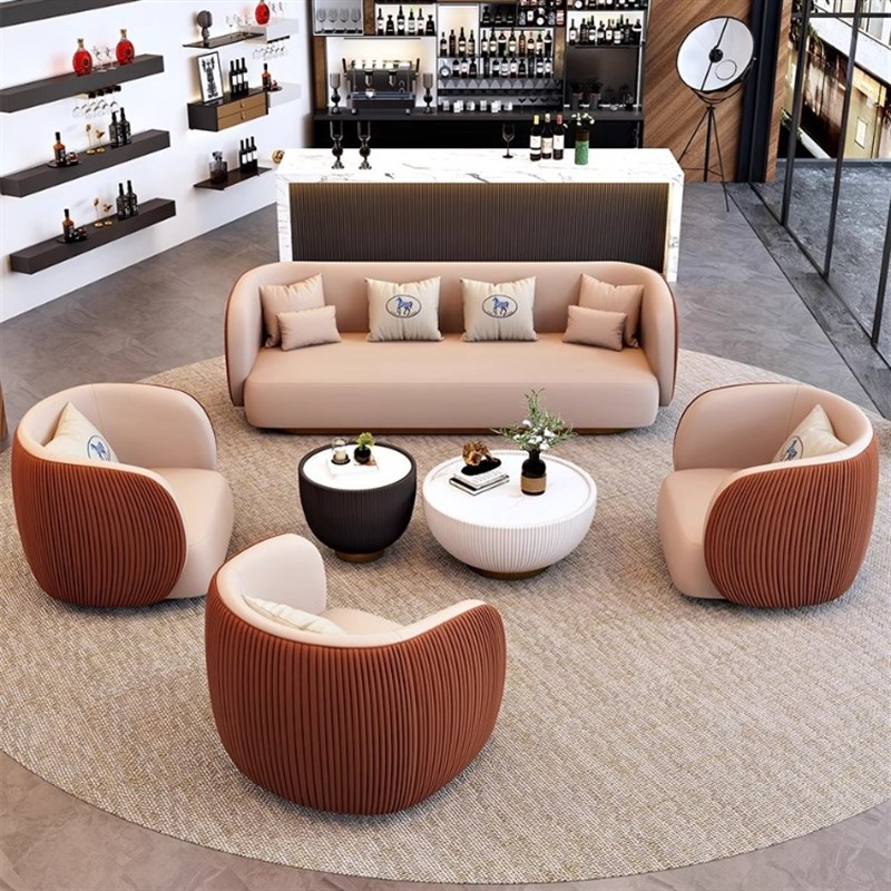 办公室样板房轻奢商务洽谈沙发酒店大堂休息区接待沙发茶几组合