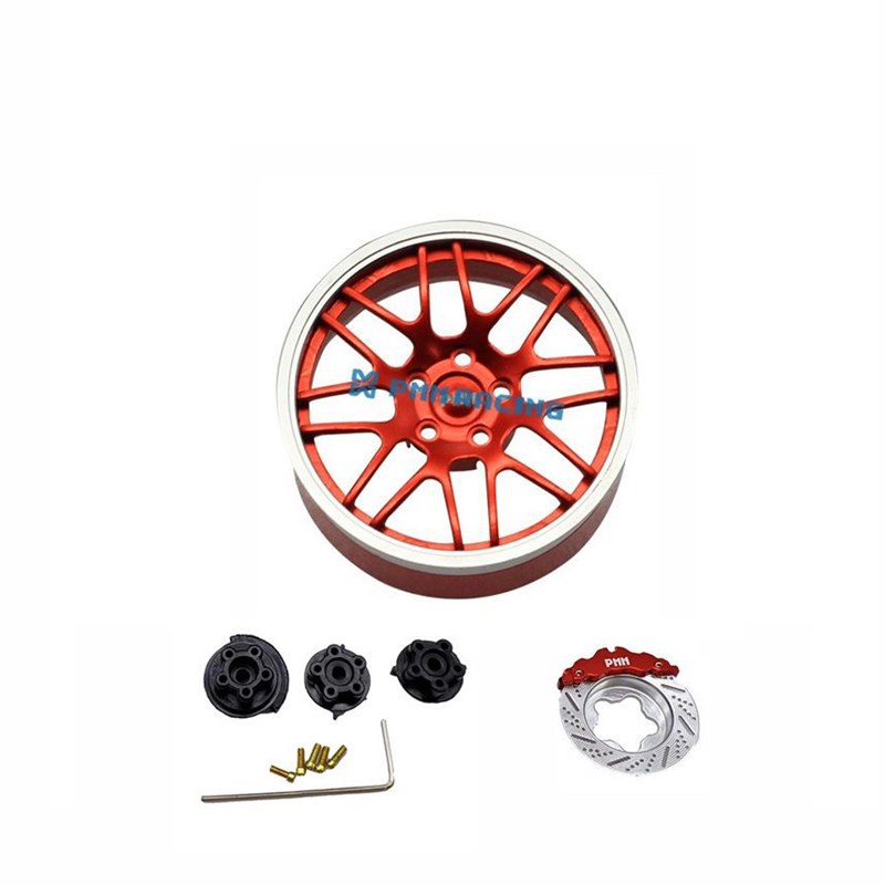 Rc遥控器金属手轮遥控车轮毂六色直线含卡钳+转接头工具P40035