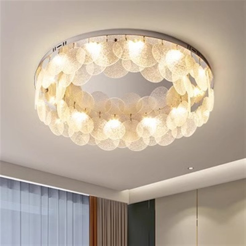客厅灯2023年新款简约现代大气吸顶卧室灯轻奢贝壳灯水晶灯具