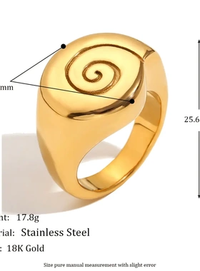 欧美气质小众设计款白钻花朵手饰不锈钢镀18k金海螺双层打结戒指