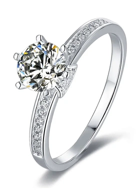 s925纯银欧美简约女士戒指仿真钻莫桑钻戒指工厂直供wedding ring