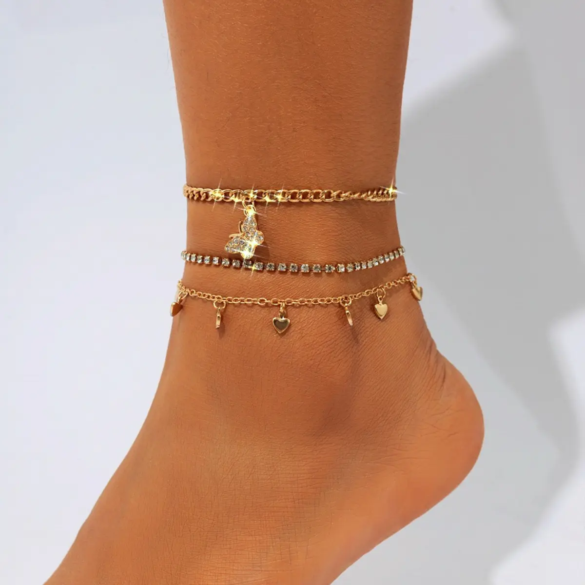 欧美饰品 流苏复古珍珠脚链女 沙滩度假风个性套装anklet