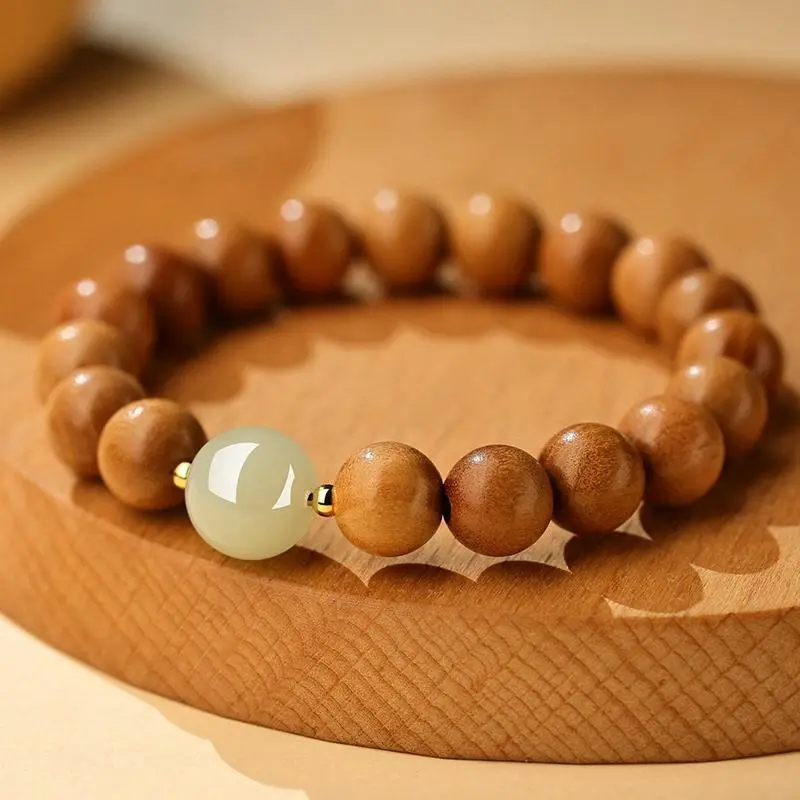 天然老桃木手串女和田玉转运珠本命年男款佛珠手链礼物