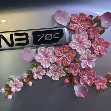 汽车电动车九号仿真桃花3d立体装饰配件遮挡划痕花朵中控台装饰贴