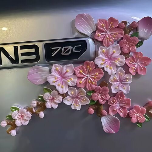 汽车电动车九号仿真桃花装饰贴