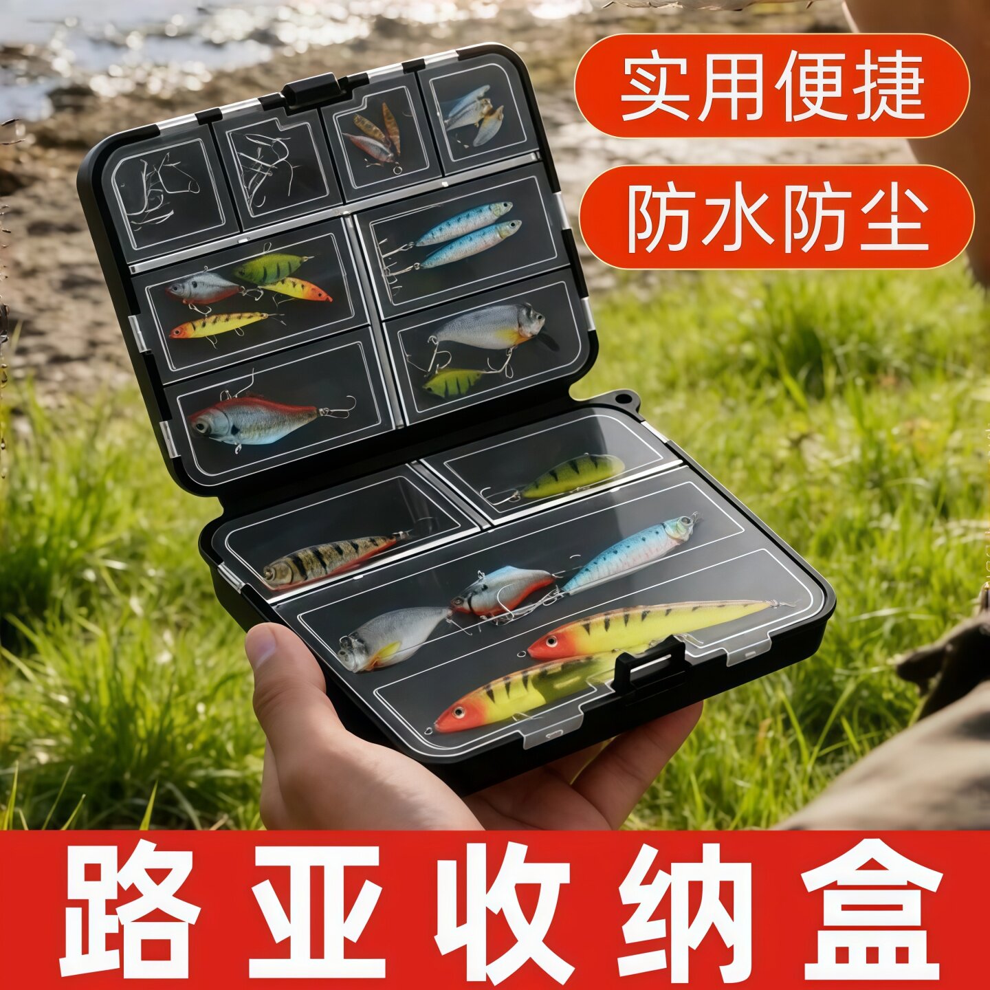 路亚便携双层9格假饵收纳盒图片
