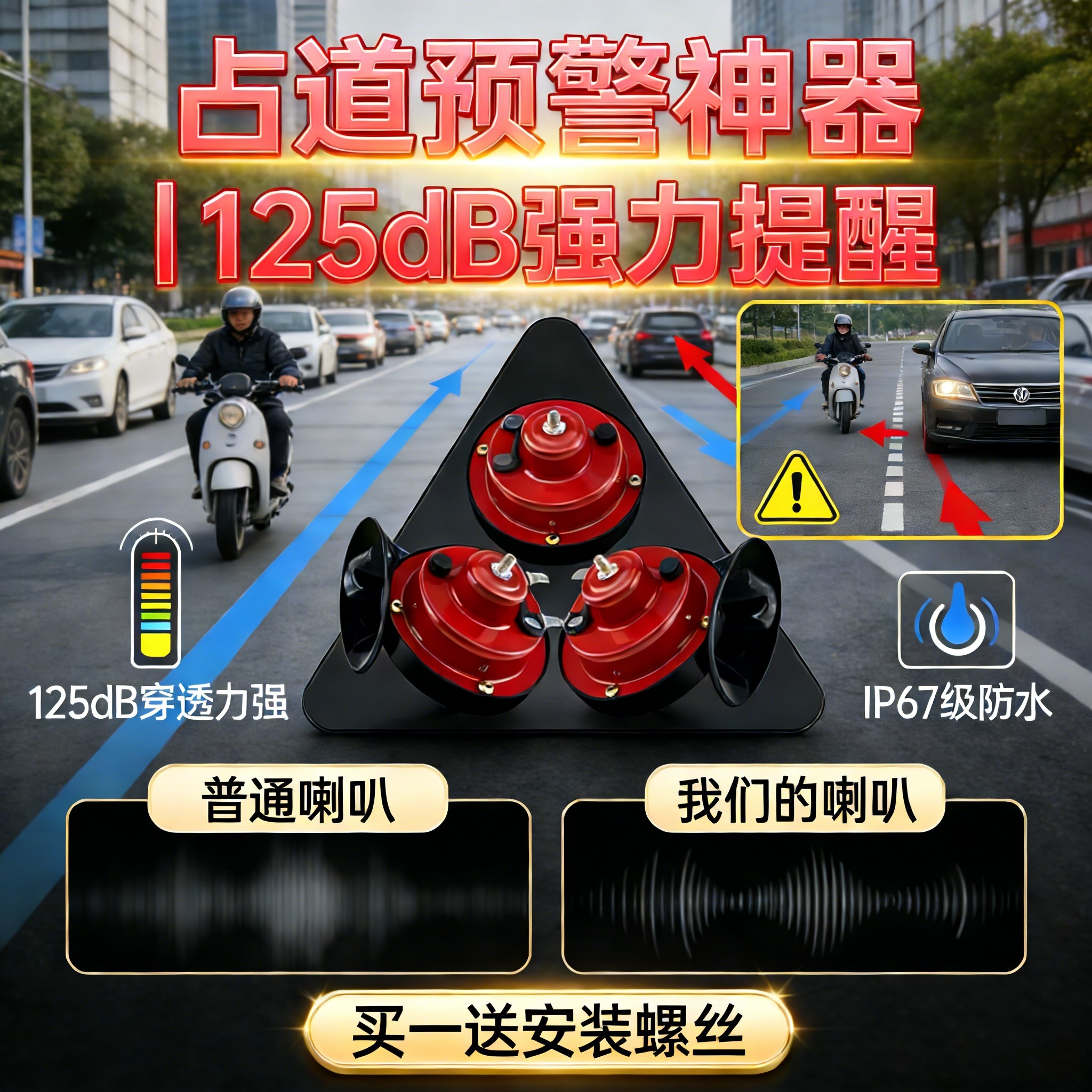 摩托车三轮车高音蜗牛喇叭12v,48v60v货车轿车高音喇叭火漆印章