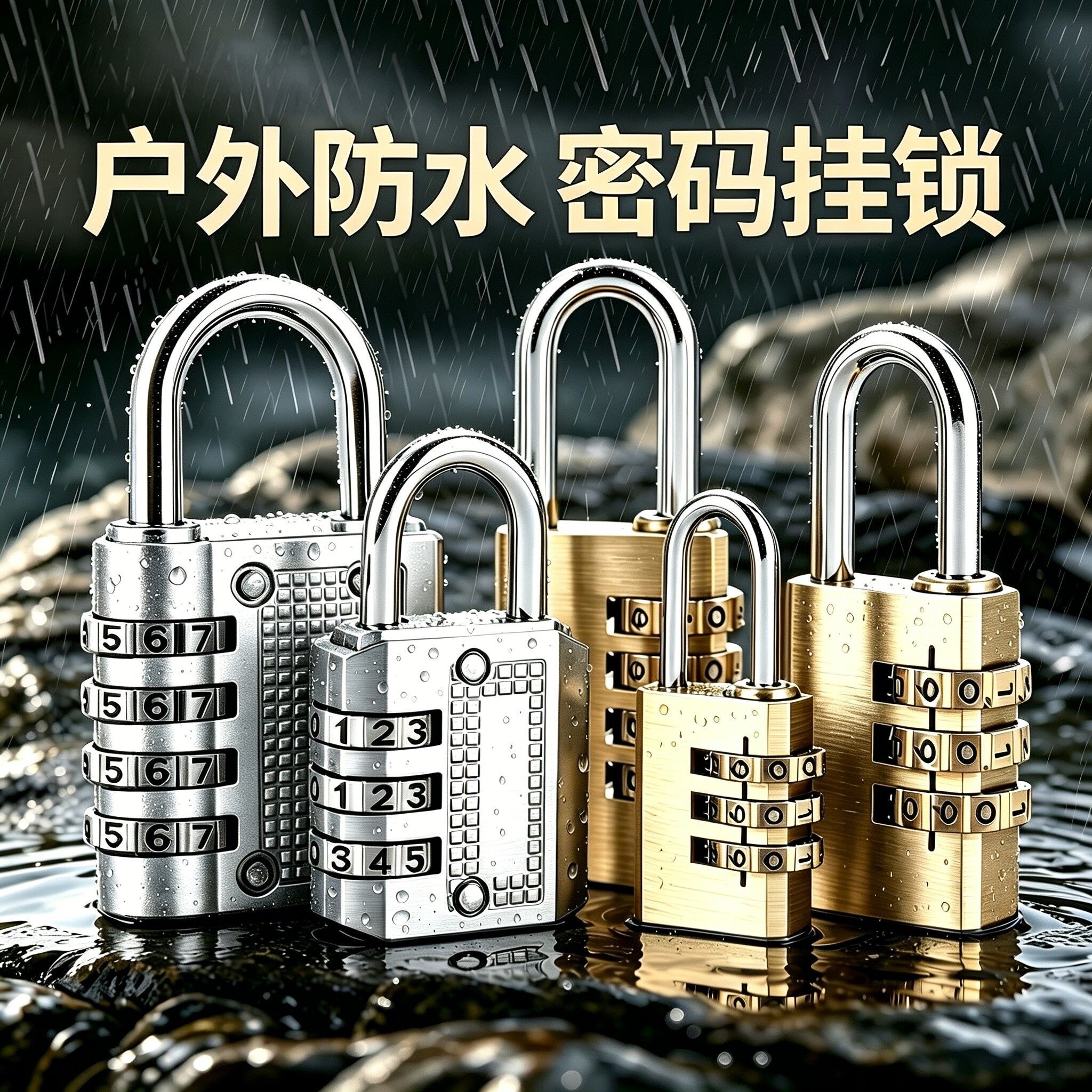 全铜密码挂锁家用防水防锈