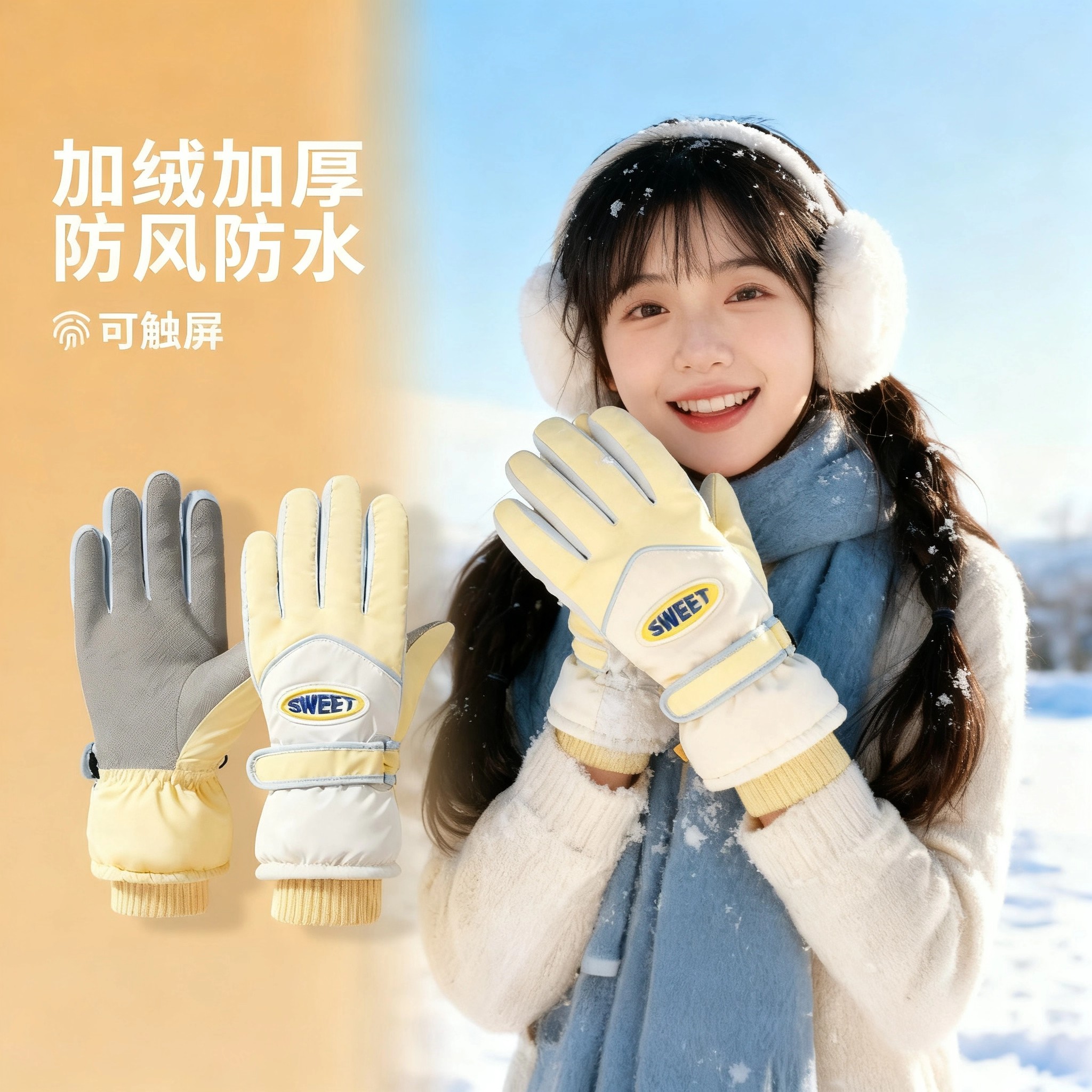 冬季骑行手套可触屏滑雪手套保暖