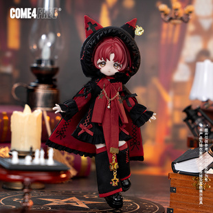 COME4FREE旗舰店童话系列【黑莓猫猫帽】12分BJD娃衣裙子套装