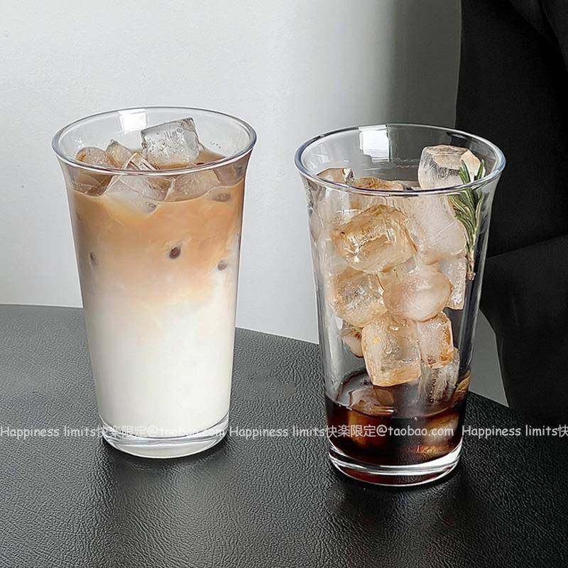 简约玻璃杯ins反口咖啡杯水杯牛奶果汁杯饮料杯奶昔杯早餐杯470ml