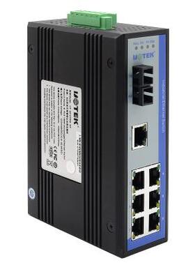 宇泰UT-62107SM/MM 单多模网路收发器1光7电百兆工业级以太交换机