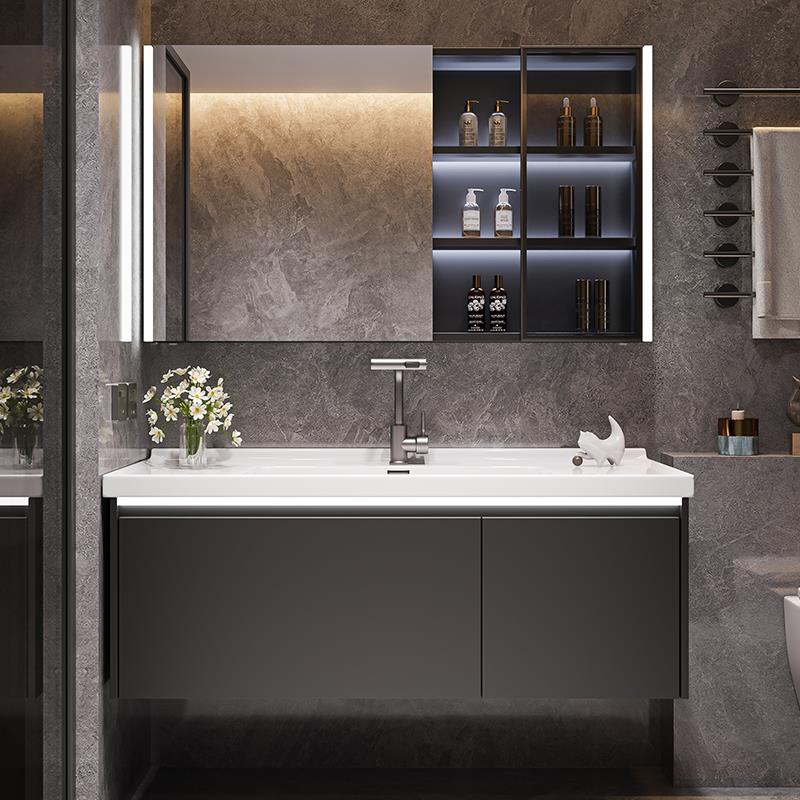 洗漱台洗脸盆陶瓷一体组合卫浴浴室柜定制65/75/85/95/105/115cm