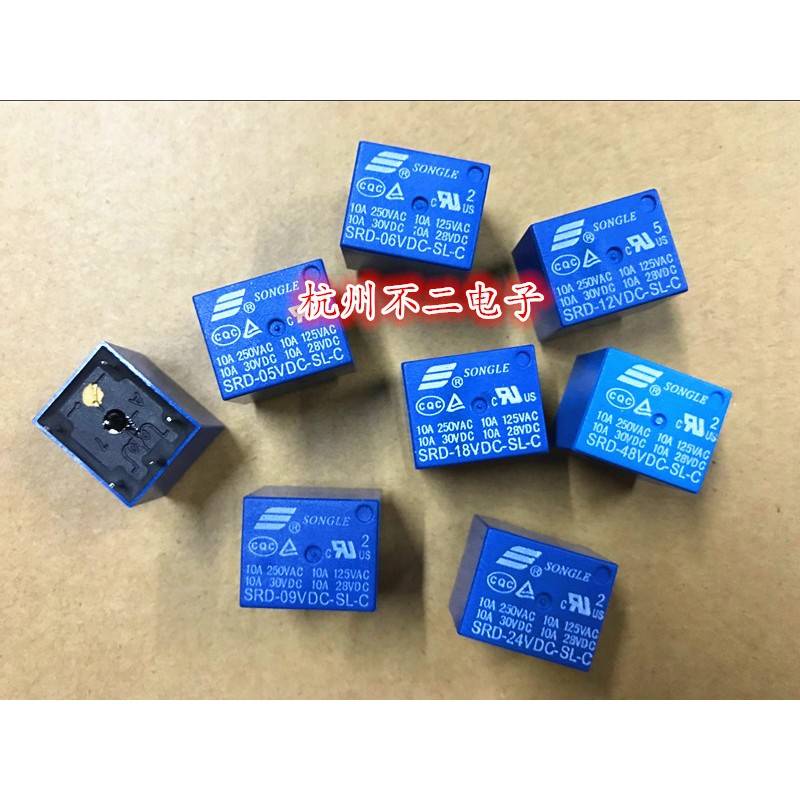 松乐继电器 SRD-05VDC-SL-C 6V 9V 12V 18V 24V 48V 5脚转换 10A