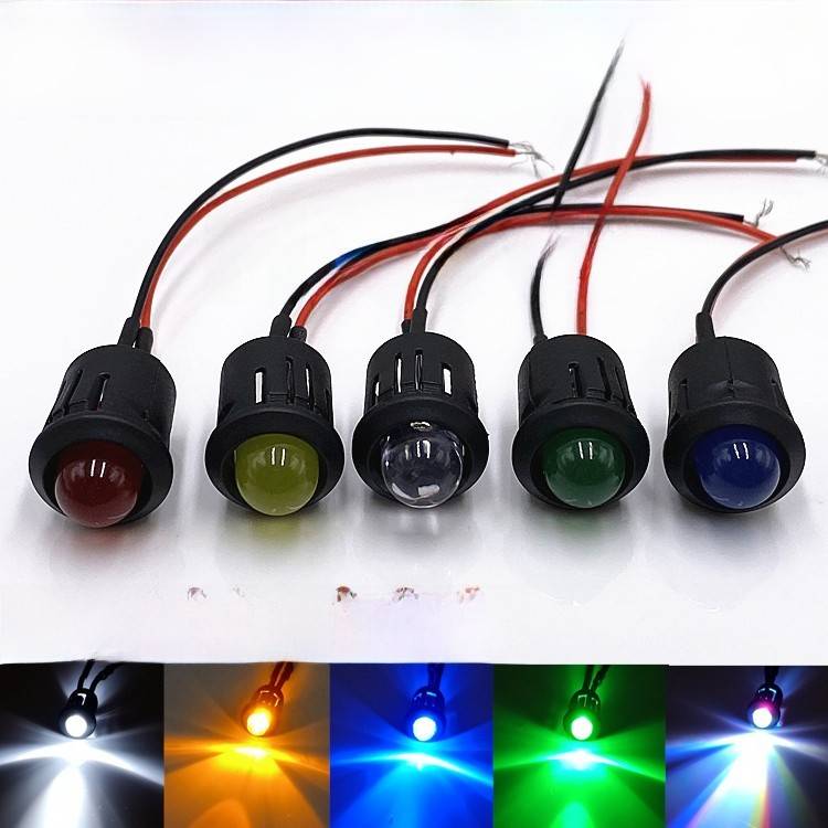 10MM指示灯 F10超高亮LED发光二极管带F8黑色灯套5V12V24V48V220V