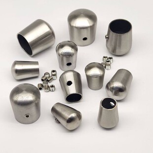 不锈钢圆管堵头楼梯立柱扶手拉丝封头帽接头堵冒头实心棒连接配件