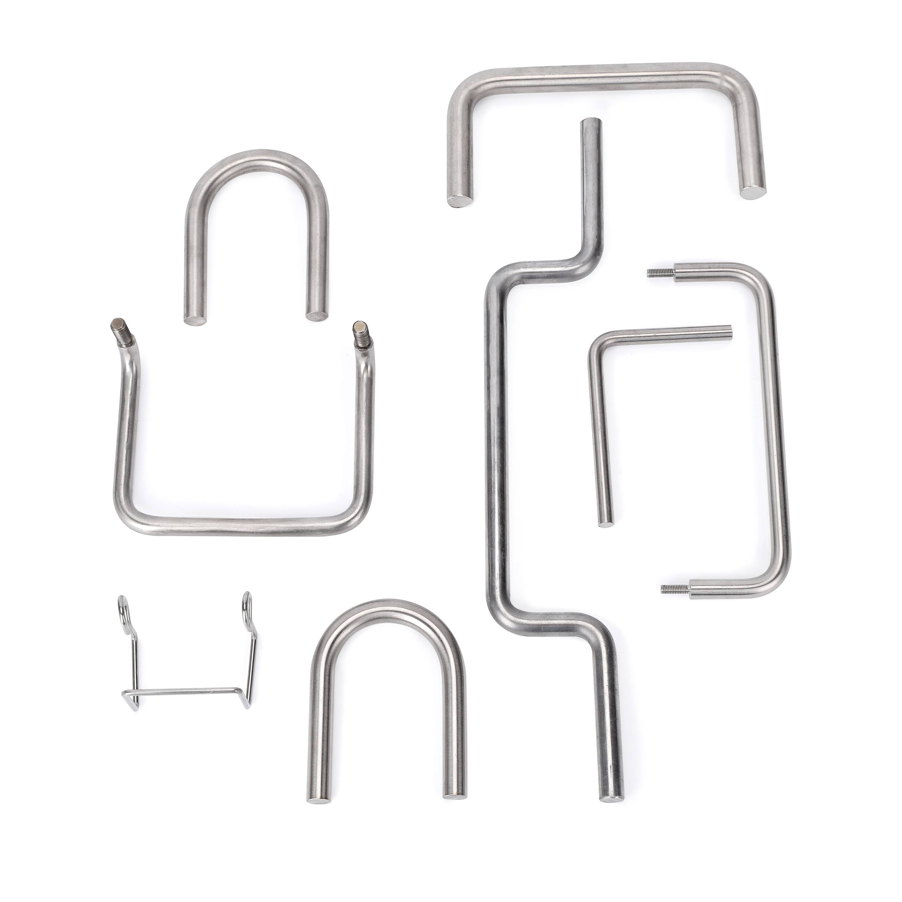 304不锈钢光亮圆棒折弯加工铜棒铁棒铝棒折弯打孔攻牙来图定制