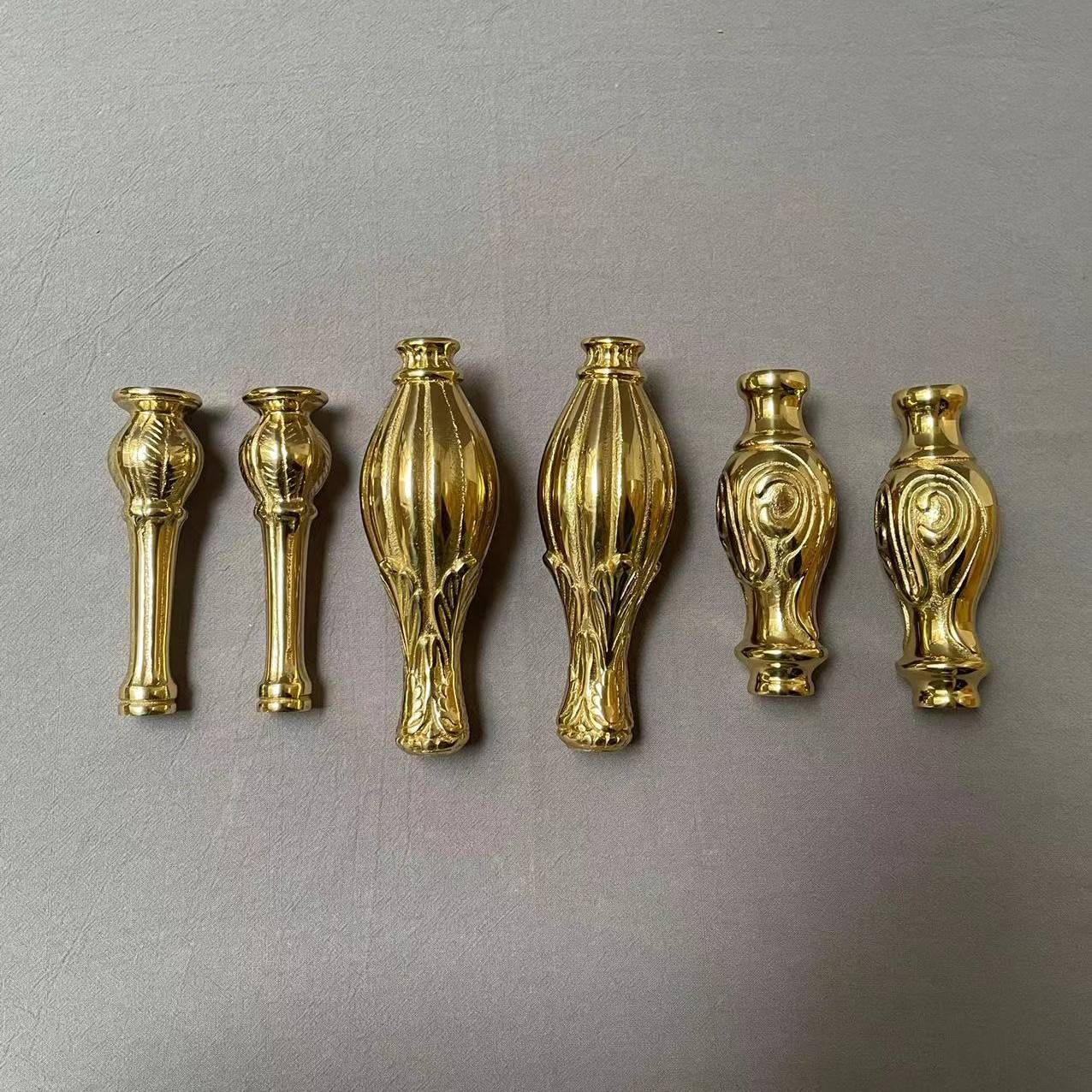 全铜台灯组装配件法式流苏落地灯黄铜连接柱压铸花纹实铜空心铜管