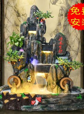 大型假山流水喷泉高山鱼池山水生财循环水景办公室外庭院造景摆件