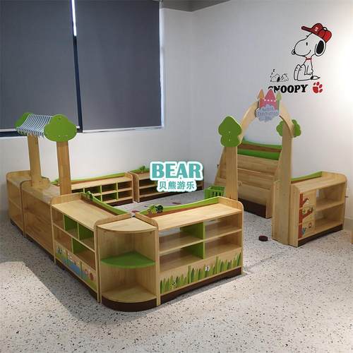 幼儿园教室配套家具实木松木绿野仙踪组合柜教具鞋柜衣帽柜书包柜