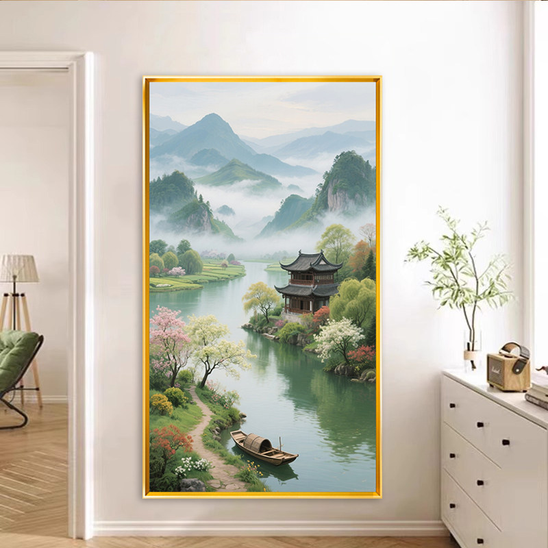 简约山水风景满绣风景十字绣手工DIY自己线绣2026新款玄关十字绣
