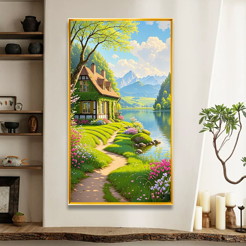 幸福美满2025新款十字绣线绣满绣花卉自己手工制作客厅卧室挂画