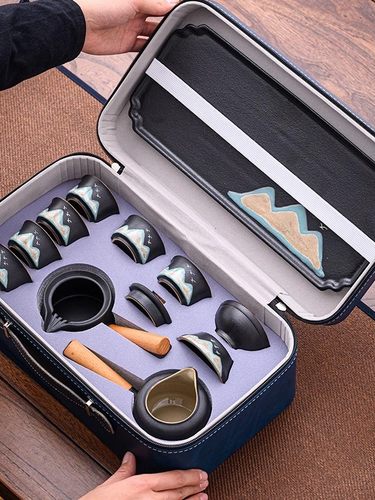 2025新型陶瓷功夫茶套装户外便携旅游礼盒套装礼品定制一壶六杯