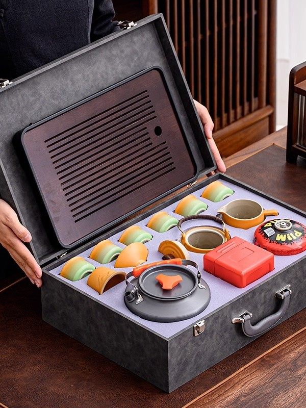 2025新款户外茶具套装便携包陶瓷泡茶防风炉带茶盘露营收纳礼盒装,餐饮具,旅行茶具,淘宝优惠券,粉丝福利购,淘宝优惠卷