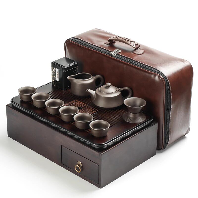 紫砂旅行茶具套装户外便携式快客杯一壶四杯定制泡茶壶茶杯礼盒装