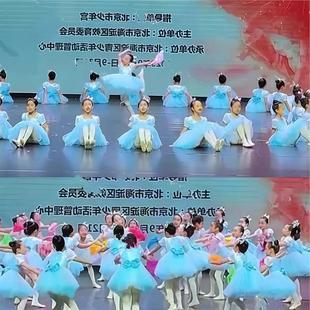新款小荷风采丢手绢舞蹈演出服儿童六一女童蓬蓬纱裙表演服送裤袜