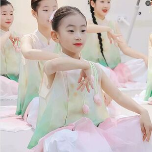 六一儿童古典舞演出服女童新中式套装郁金香立春舞蹈表演服中国风