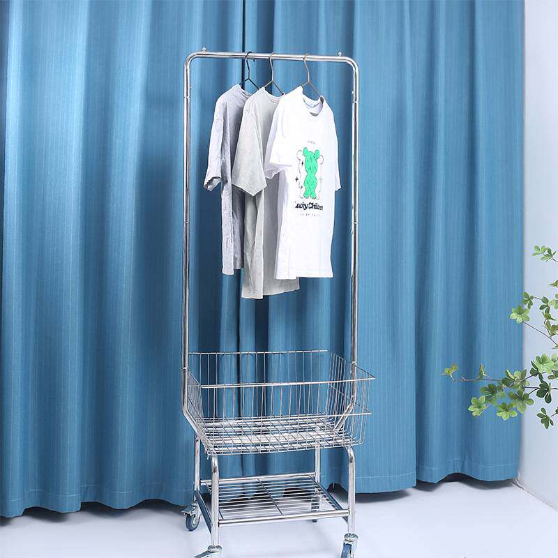 落地晾衣架可移动不锈钢单面挂衣架圆形带轮服装展示架服装店家用