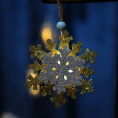 圣诞树装 新款 发光吊饰 饰木质镂空工艺品挂件 饰小雪花 圣诞装