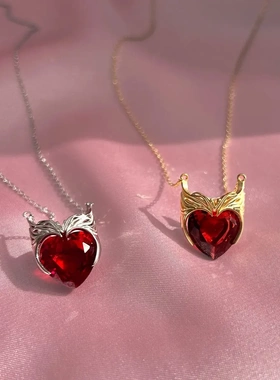 欧美绯红女巫sarletwith爱心锆石项链不锈钢镀18k真金毛衣链