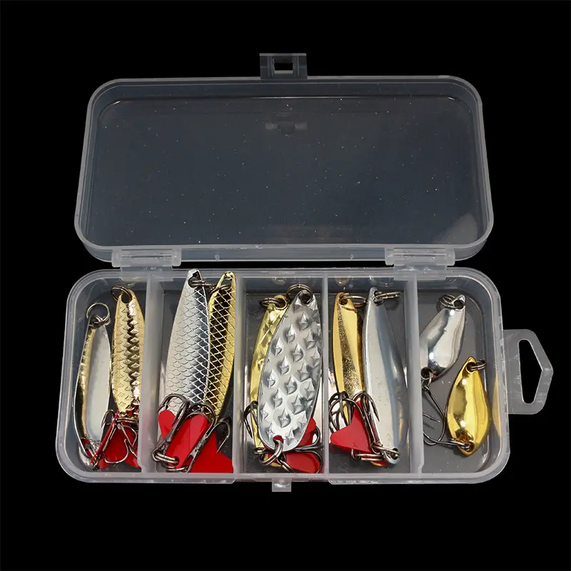 工厂路亚鱼饵菠萝柳叶亮片套装10只/五格盒马口 路亚饵套盒