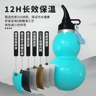 随行葫芦保温杯户外大容量背带运动水杯太极葫芦水壶 新款