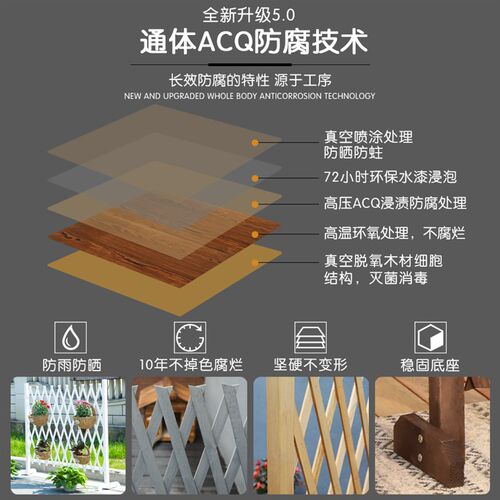 防腐木栅栏爬藤架l室外篱笆庭院户外伸缩围栏花园护栏隔断网格围