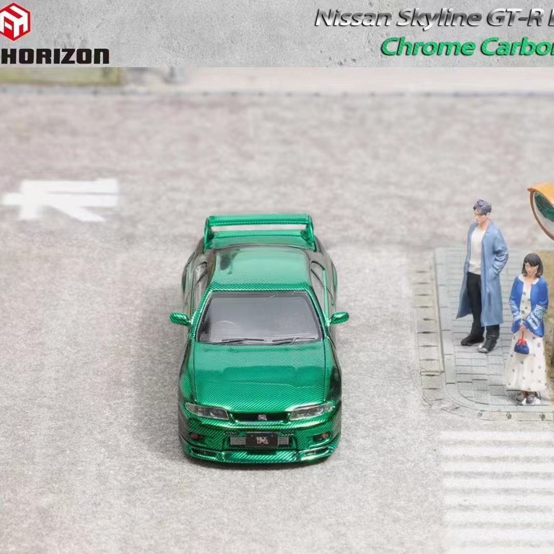 【现货】FH 1:64 日产尼桑GT-R BCNR33 全碳前盖可开合金汽车模型