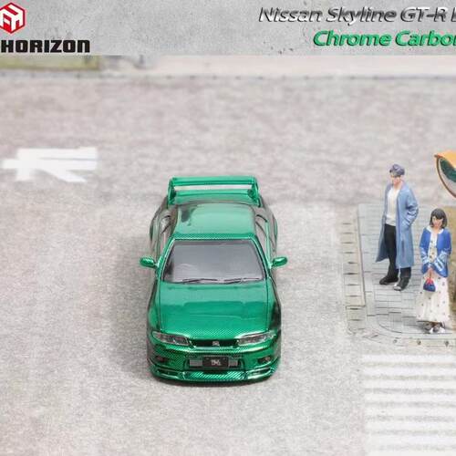 【现货】FH 1:64 日产尼桑GT-R BCNR33 全碳前盖可开合金汽车模型