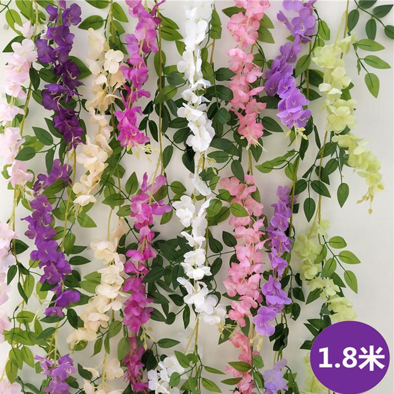 仿真花紫藤花串条假花植物吊饰挂饰豆花条树藤吊顶管道遮挡装饰