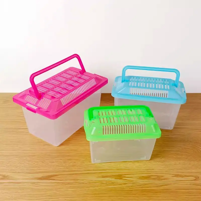 地摊运输盒金鱼乌龟仓鼠芦丁鸡透明手提笼子大中小长熊盒