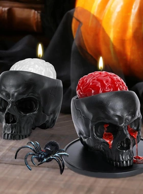 万圣节哥特式骷髅头蜡烛装饰品出血蜡烛装饰家庭餐桌农舍室内