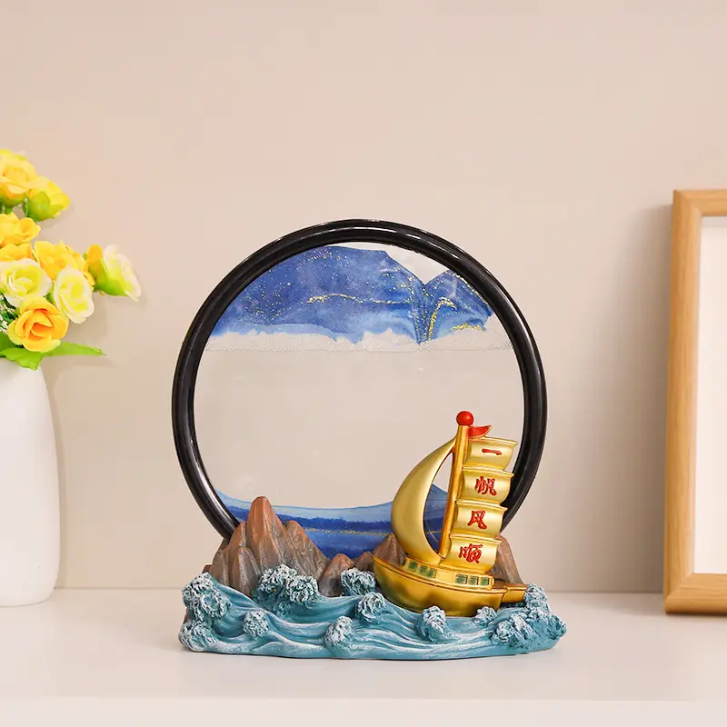 新款3d动态流沙画装饰画解压创意沙漏办公室家居客厅酒柜摆件礼品图片