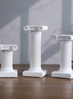 欧式柱摆件桌面装饰品树脂工艺品展示台底座拍照道具创意烛台