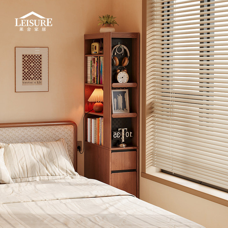 实木高书柜客厅床尾夹缝柜小窄柜