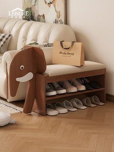 来社大象换鞋凳家门全实木换鞋凳入口门鞋柜凳一体化鞋架