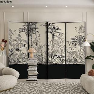 屏风折叠移动隔断客厅遮挡复古入户卧室家用背景 虎嗅蔷薇法式