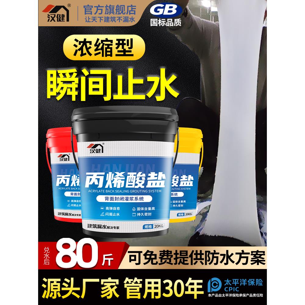 丙烯酸盐注浆液地下室漏水房顶防水材料屋顶平房顶补漏高压注浆机