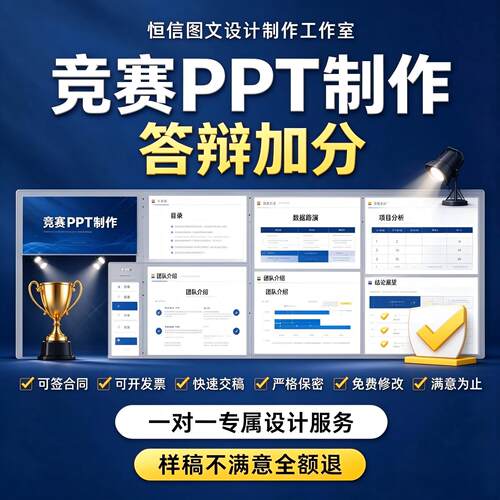 竞赛PPT定制毕业答辩学术美化排版大学生课程汇报大赛课件设计